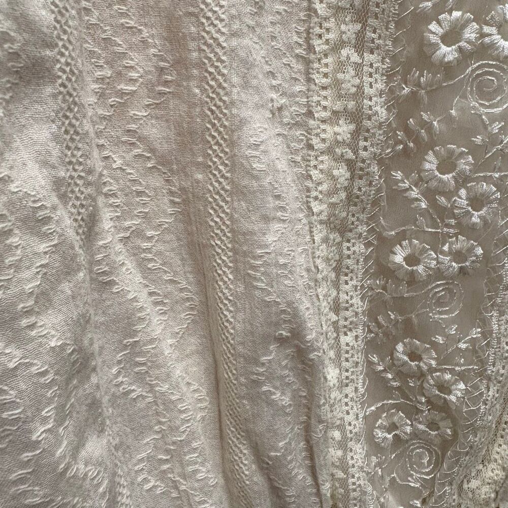 Canyon River Blues XL Cream Embroidered Lace Blouse Boho Colonial Romantic Artsy - Picture 4 of 10